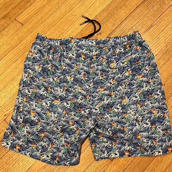 Peter Millar Men’s Blue Green Mermaid Print Swim Trunk Gemma size L - Picture 10 of 12